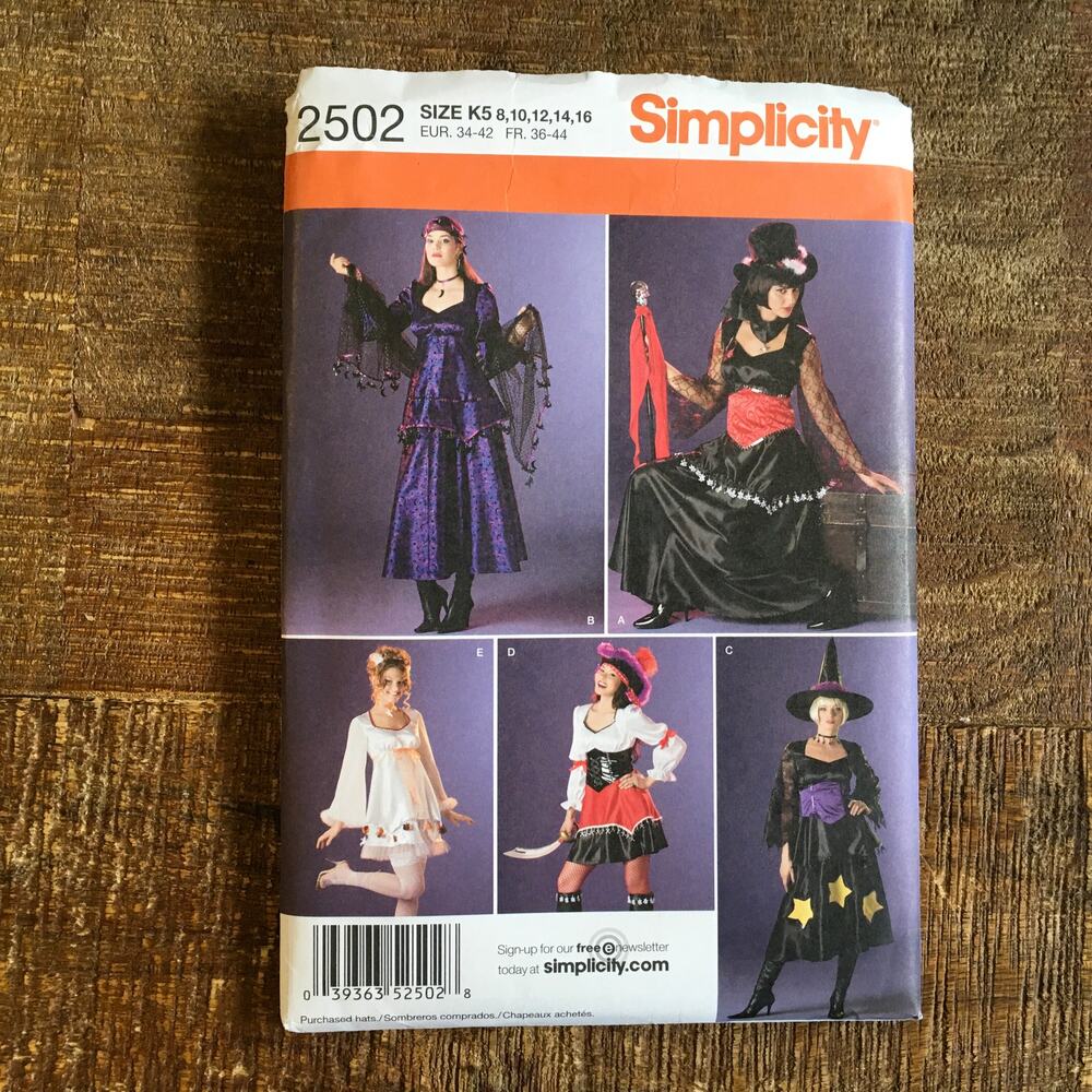 Simplicity Sewing Pattern 2502 Pirate Wench Renaissance Faire Outfit 8-16 UNCUT